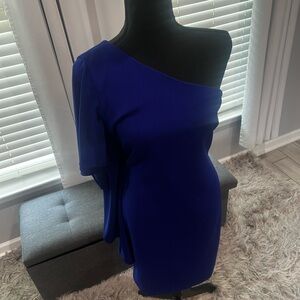 Elegant Cobalt Blue One-Shoulder Dress - Calvin Klein